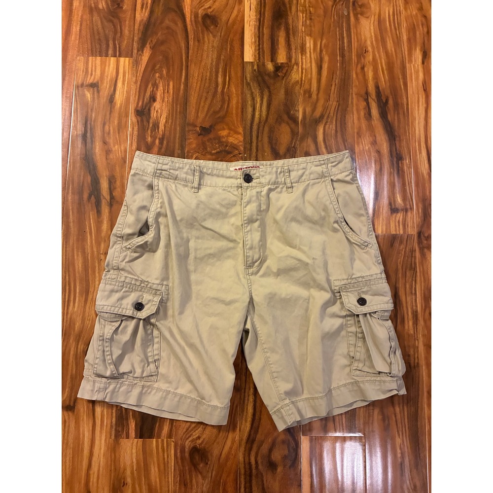 Arizona Jean Co Mens Khaki Cargo Shorts Size 36 Tan Cotton Utility Casual